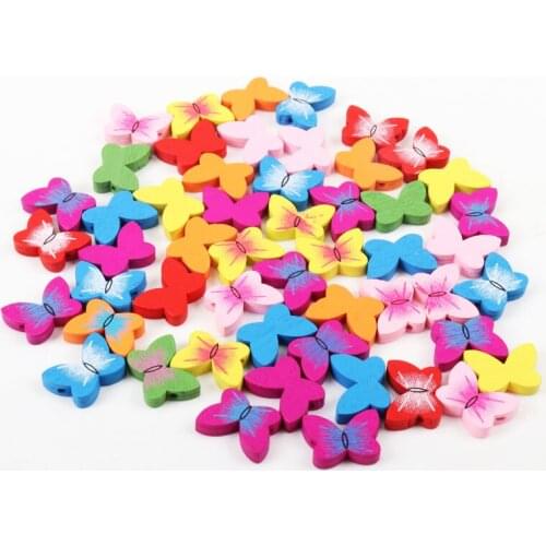 Mixed Lovely Butterfly Wooden Spacer Beads For Jewelry making DIY 19x15mm 30pcs