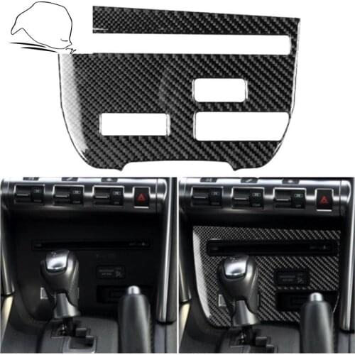 For Nissan GTR R35 2008-2016 Carbon Fiber CD Player Console Panel Switch Sticker Decorative Cover Trim Interior Car Accessories