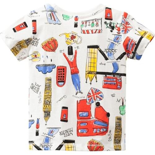 Little Maven New Summer Kids Clothing Short O-neck Britain Scenery Pinted Knitted Cotton Quality Boys Casual Tshirt Tee