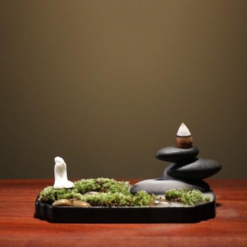 Decoration Ceramic Incense Burner Charcoal Big Incense Waterfall Smoke Fountain Vaper Black Vintage Encens Home Decor BY50XX