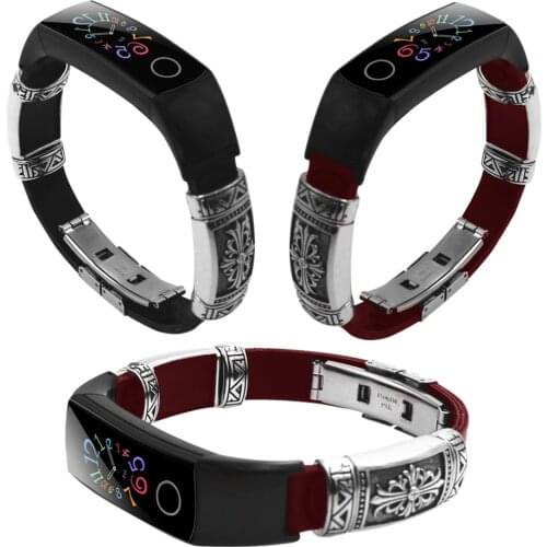 For Honor Band 5 & 4 Strap Leather+Metal Bracelet For Huawei Honor Band 4/5 Replacement Wristbands Fashion Correa Accessories