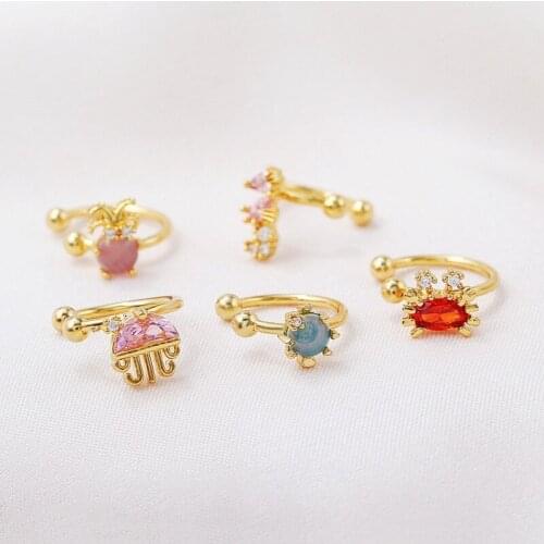 Creative Gold Plated Ear Cuff On Clip Earrings Summer Cute Ocean Animals Marine life Organism Exquisite No Pierced Earrings