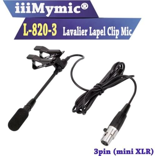 IiiMymic Pro Lavalier Speech Microphone For Samson AKG Wireless Body-Pack Transmitter Mini 3pin XLR TA3F Large Sound-absorbing