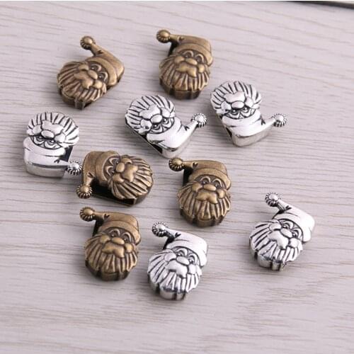 SWEET BELL 20pcs Two Color Santa Claus Wheel Spacers Adapter Slider Spacer Jewelry Material For Jewelry Making For 10mm Leather