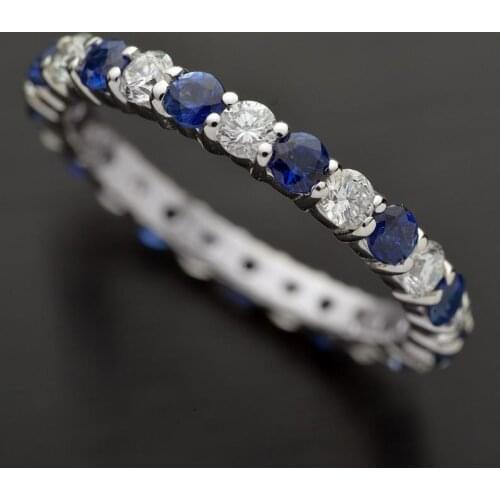 Fashion Simple Blue White Crystal Ring Charm Women Inlay Zircon Ring Elegant Bride Engagement Wedding Party Jewelry Gifts