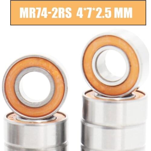 MR74RS Bearing ABEC-3 10PCS 4*7*2.5 mm ABEC-3 Hobby Electric RC Car Truck MR74 RS 2RS Ball Bearings MR74-2RS Orange Sealed