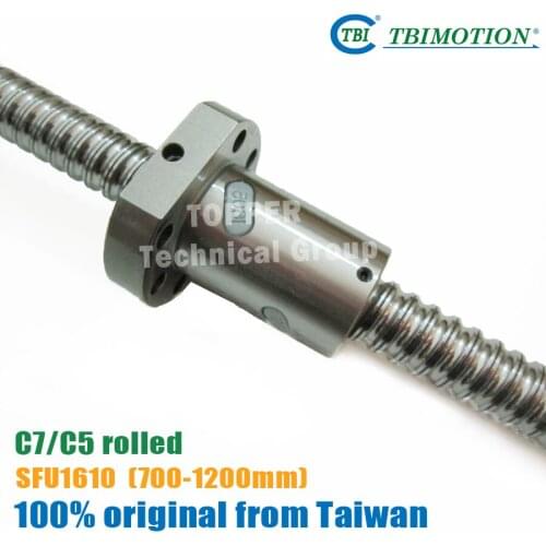 TBI Ball lead screw set SFU1610 length 750/800/1000/1200mm + Ball nut with standard end-machining 1610
