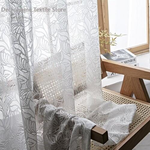 2021 New Pure White Curtain Jacquard American Country Pastoral Style Retro Floor Curtain Curtains for Living Dining Room Bedroom