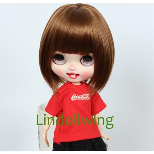 9-10 inch Blyth Wig Short Straight Brown Hair