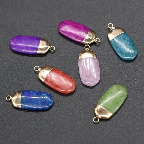 Natural Stone Pendant Rectangle Colorful Pendant for Jewelry Making DIY Necklace Accessories Healing gift 15x35mm