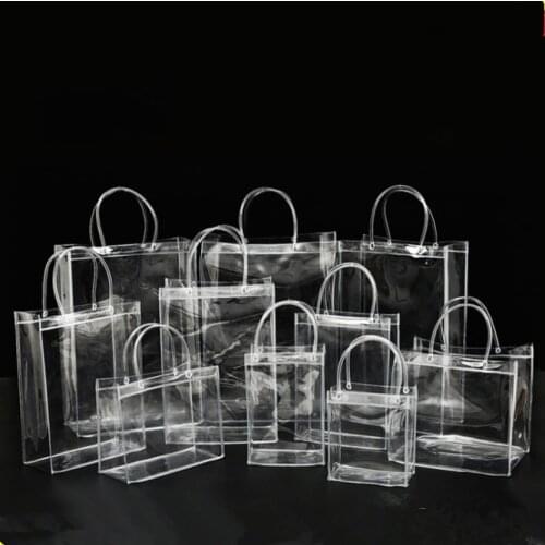 New Clear Tote Waterproof Bag PVC Transparent Shopping Bag Shoulder Handbag Cosmetic Travel Storage Bags Portable With Buckle