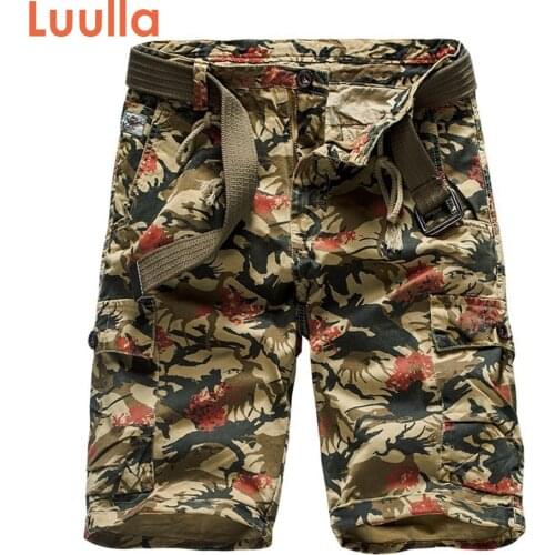 Luulla Men Summer New Cotton Shorts Pants Men Casual Loose Patchwork Camouflage Printing Beach Cargo Shorts Roupa Masculina Men