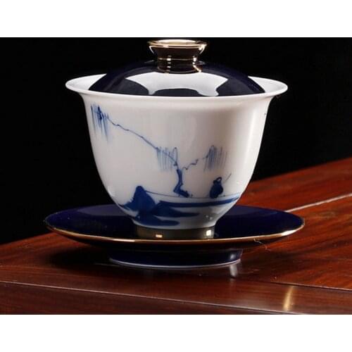 Creative Tea Bowl 160ml Ceramic Gaiwan Vintage Cup Porcelain Teaware China Kung Fu Cups Drinkware Decoration Crafts Gaiwan Gift