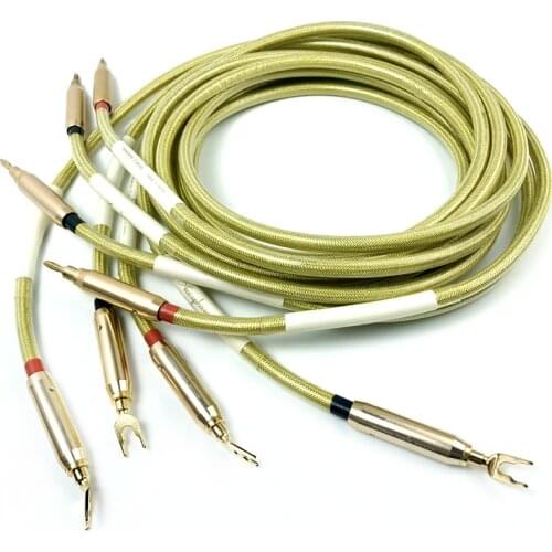 Pair High Quality Accuphase Speaker Cable Banana to Spade Plug HiFi Fever Audio Line
