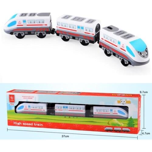W124 Free Shipping RRC EMU Electric Train Set Wooden rail car toy Children transport toy Compatible with BRIO wooden rail