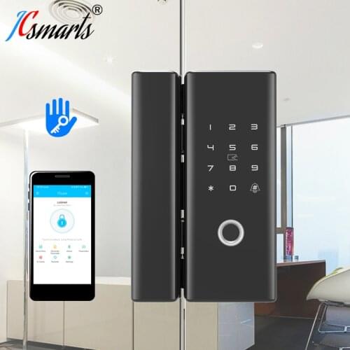 TTlock APP Glass Door Lock Bluetooth Wifi Gateway TTLock Fingerprint Password Electric Digital lock Alexa Google Smart door lock