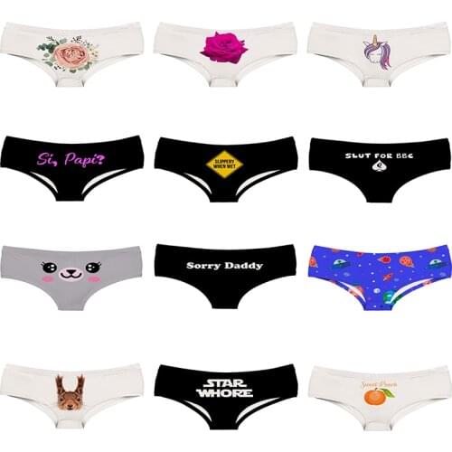 3D Rose Printed Women Panties Sad Unicorn Girl Briefs Lady Underwear With Space Peach Squirrel Warning Signs By Polyester