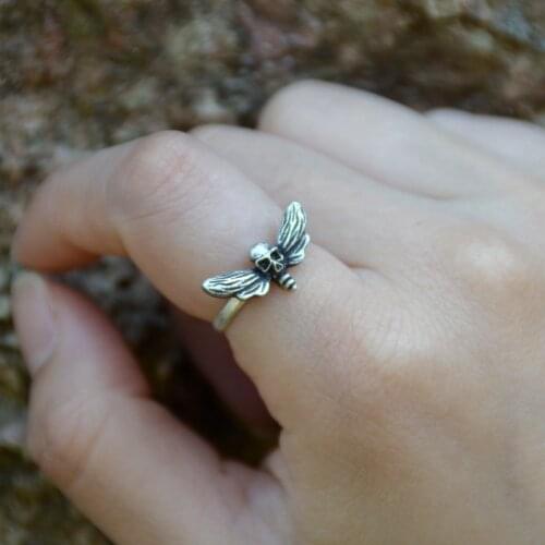 Deaths Head Skull Moth Butterfly Rings Adjustable Rings Animal Jewelry For Women