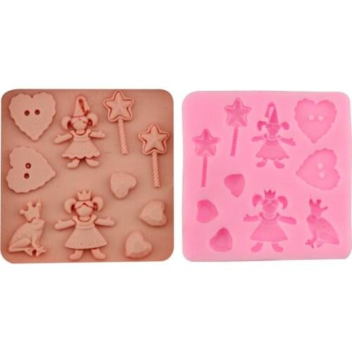 1Pcs Cooking Tool Cartoons Frog And Princess Shaping Silicone Mold Chocolate Candy Fondant Chocolate Molds Cake Border Mould