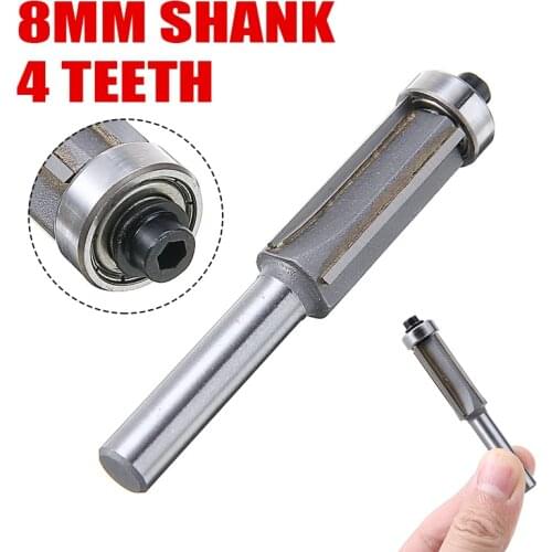 1PC 8mm Shank 4 Teeth Flush Trim Pattern Router Cutter Bit Bearing Woodworking Cutter Tool