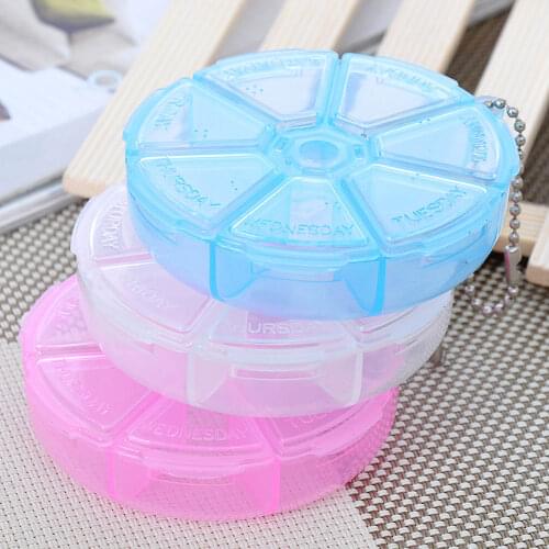2 PCS 7 Days Weekly Tablet Pill Medicine Box Holder Storage Organizer Container Case Pill Box Splitters 8*2cm 4 Colors