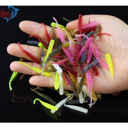 100pcs Pesca Artificial Soft Bait 4cm/0.3g UL Fishing Worm Swimbaits Soft Lure Carp Fishing Bait Fishing Lure Mixed Colors