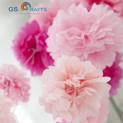 20 pcs 10cm=4 inch Tissue Paper Flowers pom poms balls Party Decor For Wedding Decoration multi color option Wholesale