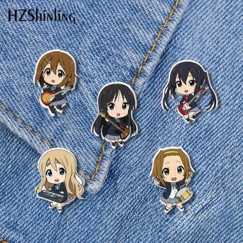 2021 New K-on Acrylic Lapel Pin Azusa Mio Mugi Epoxy Butterfly Clasp Pin Handmade Butterfly Brooch