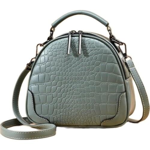 2021 New Small Messenger Bag Pu Leather Shoulder Bag Simple Stone Pattern Female Bag Portable Messenger Bag Small Round Bag