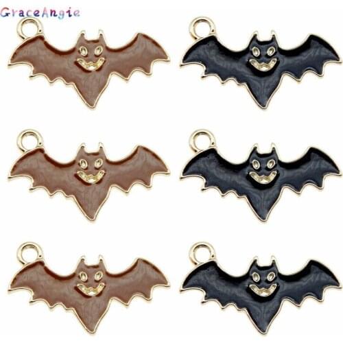 6pcs mix Enamel Alloy Charms Animal Bat jewelry Hyperbole Man Necklace Women earrings Metal Bracelet Gift Keychain Handmade Gift
