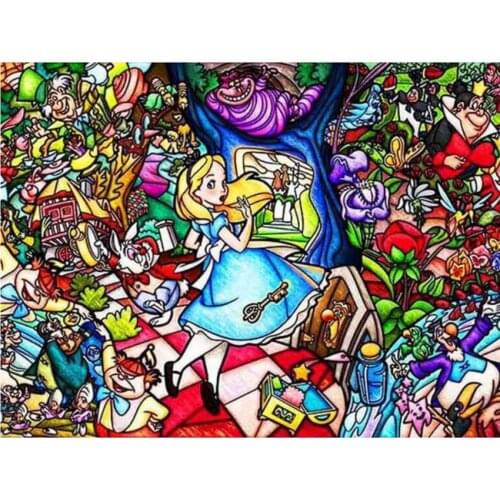 Anime diamond painting cartoon girls mosaic embroidery alice rhinestone picture puzzle toys drawing wall decor craft kids gifts