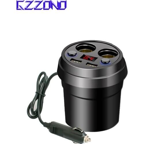 12V 24V Car Charger USB DC Power Socket Adapter Cigarette Lighter Splitter Mobile Phone Chargers With Voltage LED Display