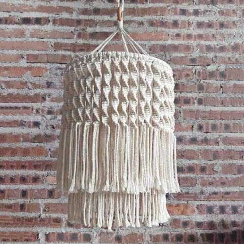 Boho Decor Macrame Tapestry Wall Hanging Hand-Woven Chandelier Lampshade House Model Room Restaurant Decor Wall Tapestry