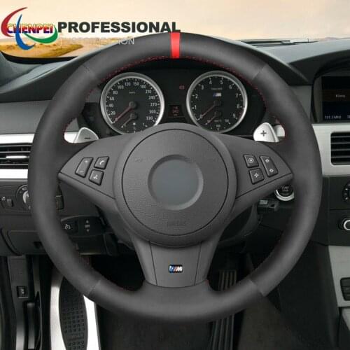 DIY Hand-Sewn Non-Slip Suede Steering Wheel Cover For BMW E60 M5 E63 E64 Cabrio M6 2005-2008 Car Interior Accessories