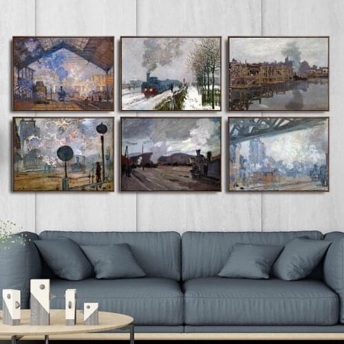 Home Decoration Art Wall Pictures Fro Living Room Poster Print Canvas Paintings French Claude Monet Train
