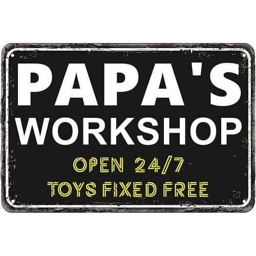 Papas Workshop Decor 8 X 12 Inch Vintage Metal Aluminum Novelty Tin Signs (Papa)