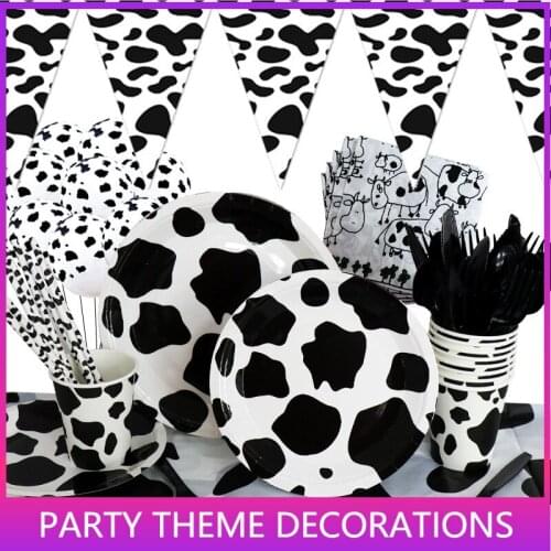 Farm Cow Theme Birthday Party Animal Party Cow Decoration Disposable Tablecloth Baby Shower Balloon birthday party supplies