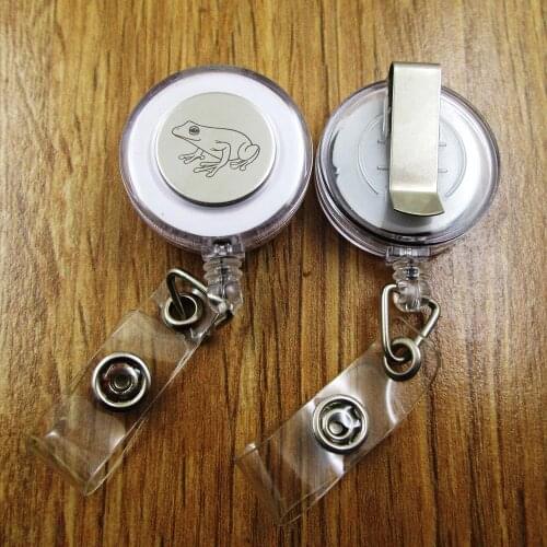 F rog ID Badge Reel gift for him/her friend family retractable recoil id badge holder work fun