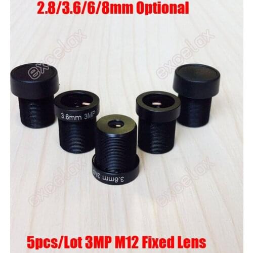 5PCS 3MP 2.8mm 3.6mm 6mm 8mm F2.0 CCTV Fixed Iris IR Board Lens M12 MTV Interface Mount for Video Surveillance Analog IP Camera