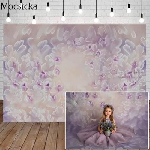 Mocsicka Fine Art Lavender Flower Photography Background Newborn Child Pregnant Woman Portrait Photo Backdrop Wedding Decoration