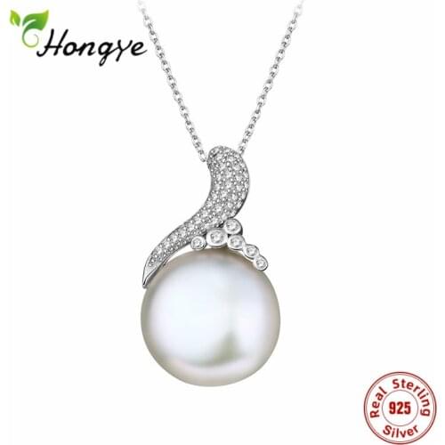 Hongye 925 Sterling Silver Pearl Neckalce Ball Zircon Noble Elegant Simple For Female Birthday Party Fine Jewelry Colliers