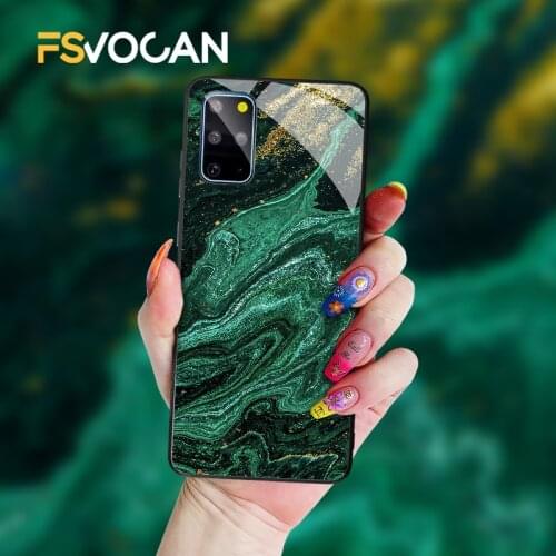 Emerald Green Jade Stone Pattern Phone Case For Samsung S21 S20 FE Plus A71 A72 A70 A52 A51A50 S10 Note 20 10 Ultra Gold Glitter