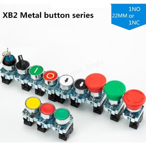 Button switch self reset XB2 small mushroom head emergency stop 22mm knob key start inching power on XB2-BA31 XB2-BA42