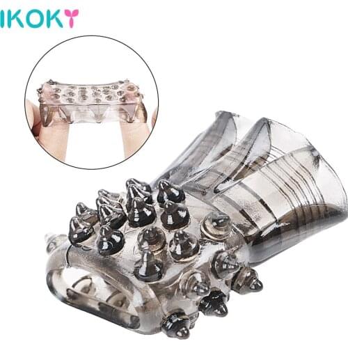 IKOKY Penis Sleeve Enlargement Penis Ring Cock Ring Clitoris Stimulation Delay Ejaculation Silicone Sex Toys for Men Male