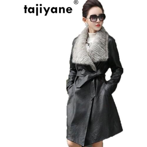 Leather Genuine Real Jacket Korean Autumn Winter Jacket Women Clothes 2021 Windbreaker Sheepskin Coat Mink Fur Collar ZT1199