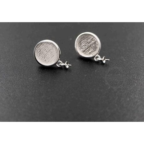10mm round setting bezel tray 925 sterling silver earrings studs with beads bail top DIY supplies 1702161