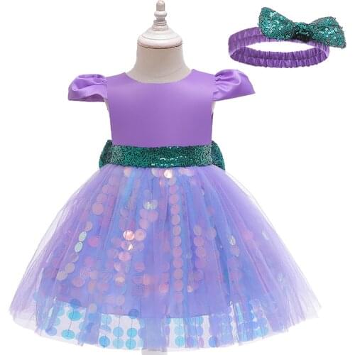 Summer Girl Dress Headband Set Kids Sequins Mesh Princess Dresses For 1-5 Year Baby Toddler Girls Clothes Children Party Costume