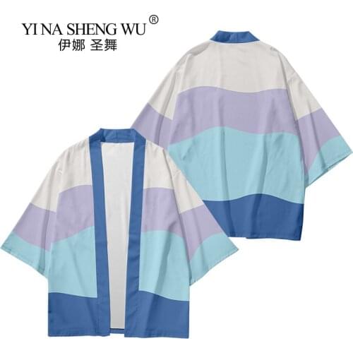Summer Janpanese Cardigan Coat Print Kimono Casual Loose Men Harajuku Japan Haori Cosplay Traditional Shirt Yukata Asian Costume