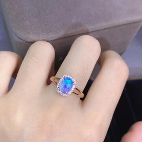 The Best Gift For your mother Natural And Real Opal Ring Wedding Engagement Rings for Women 925 sterling silver Ring