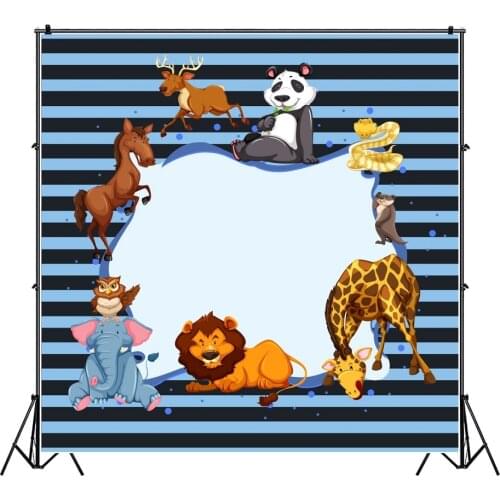 Cute Forest Animal Stripes Square Background Portrait Photography Birthday Party Photozone Decors Backdrops Studio Accessories